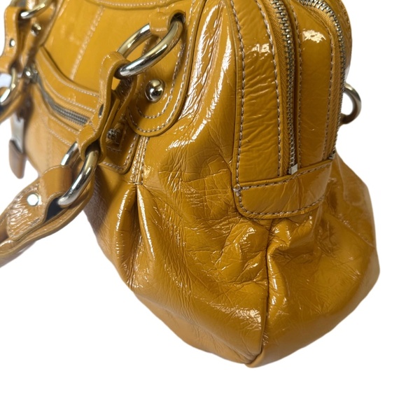 Nine West Mustard Shiny Faux Leather Handbag - Picture 4 of 7